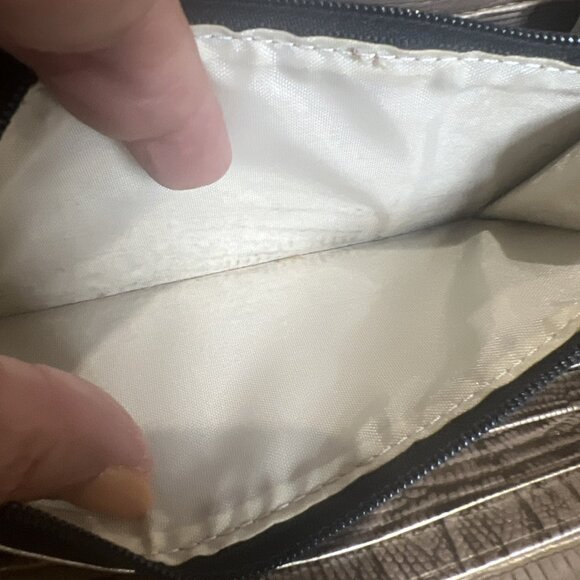 Brahmin Black & Gold Embossed Leather Zip Around Wallet - Picture 8 of 12